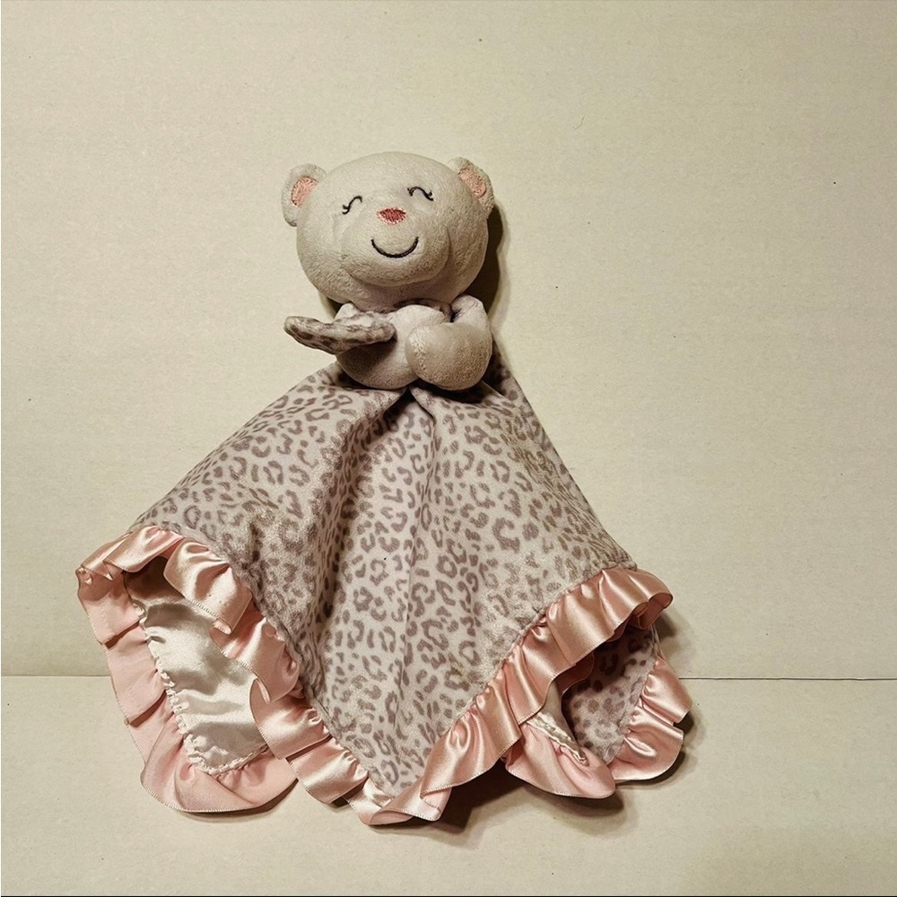 Carter's Baby‎ White Plush Bear Rattle Cheetah Print Lovey Pink White